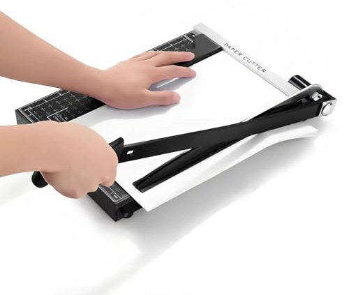 Profi A4 Papierschneider, Hebelschneider Rollenschneider Fotoschneider für Schule & Büro, 32 x 25 x 3cm, Schwarz