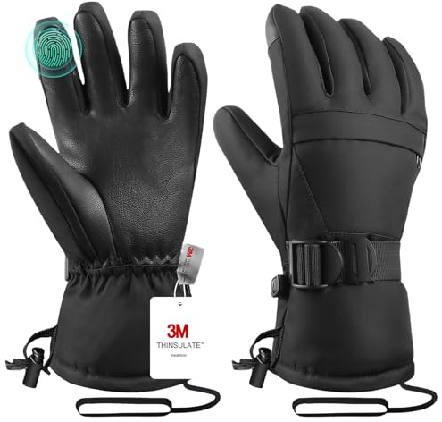 Pnosnesy Guantes de esquí, Guantes de Invierno, Guantes de Nieve, Guantes de esquí y Snowboard, Guantes de Clima frío para Ambos sexos, adecuados para Padres y niños