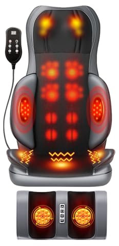 Full Body Massage Chair Pad, Shiatsu Back Massager with Foot Massager and Heat, Shiatsu Neck Back Massager with Compress for Home or Office