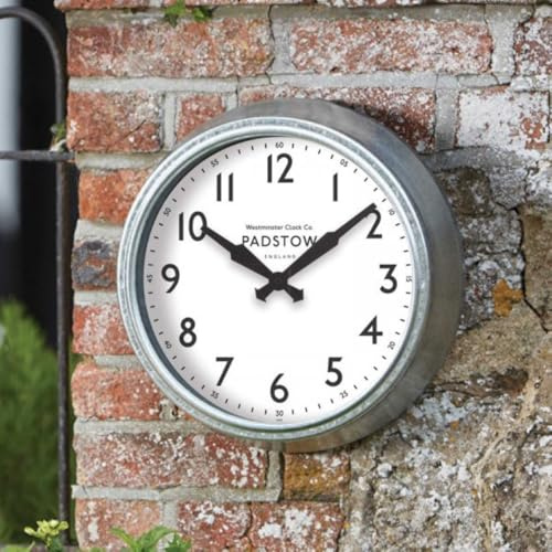 Marco Paul 26cm Traditional Silver Clock Indoor and Outdoor Garden Clock Outdoor Waterproof Wall Clocks for Livingroom Kitchen Clocks Wall Harden Wall Ornaments Outdoor