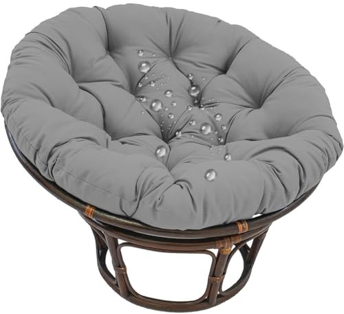 GYCS Coussin pour Fauteuil Rond Impermeable Coussin Salon De Jardin Exterieur Coussin Fauteuil Papasan Chaise Ronde Rotin Coussin Balcon Terrasse pour Intérieur Et Extérieur,Gris,60X60