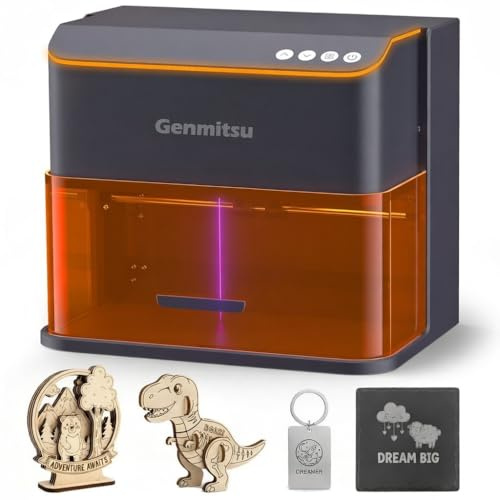 Genmitsu Kintix Graveur Laser Galvo 10000mW, Classe 1, pour Bois Cuir Acier | Entraînement hybride (pas à pas + galvo), surface 200x100mm, prêt à l'emploi, compatible LightBurn et appli