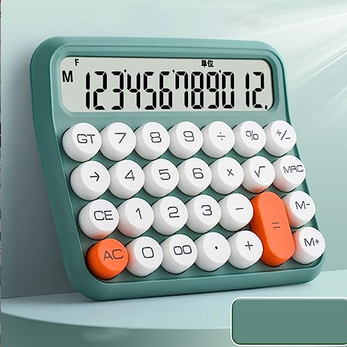 Depisuta Calculadora Mecánica de Escritorio con Botón Grande y Pantalla LCD para Escuela y Oficina (Verde Oliva)