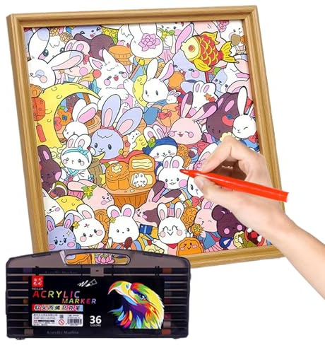 JINGLING Jeux De Puzzle pour Adultes | Cadre Photo Lapin Artisanal | Jeux De Puzzle Adultes Coloriage Peints À La Main - pour Garçons Et Filles 6-12 Ans, Décoration Chambre, Cadeaux Amis Famille