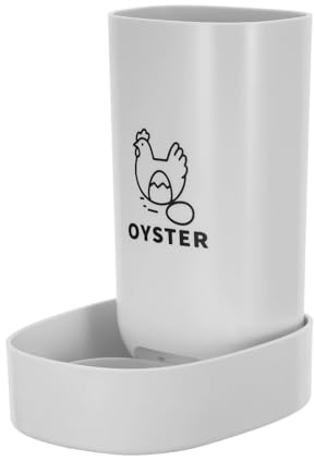 Toyvian Automatic Poultry Feeder for Oyster Shell and Grit, Hanging Chicken Food Dispenser with Efficient Feeding Design, Plastic White Feeder for Clean and Dry Feed in Chicken Coop
