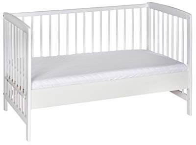 Schardt - Baby Beistellbett Micky - weiß - 60x120cm - aus massivem Buchenholz - Stufenlos Höhenverstellbar - inkl. Umbauseiten und Sicherheitsgurt