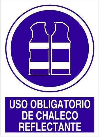 Cartel PVC Uso obligatorio de chaleco reflectante 40x30 cm