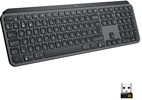 Logitech MX Keys Kabellose Tastatur, Bluetooth & USB-Empfänger, USB-C Anschluss, 5-Monate Akkulaufzeit, Easy-Switch Feature, Tastenbeleuchtung, PC/Mac, Italienisches QWERTY-Layout - Graphit