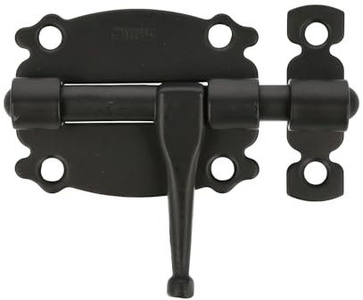Amig - Pasador de Sobreponer para Puertas y Muebles Mod. 484 - Pestillo de Seguridad para Cierre Horizontal - Material Acero con Eje de Zamak - 60 mm - Estilo Rústico - Negro