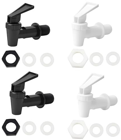 AUSYIWI 4 pezzi Frigo dispenser bevande in vetro rubinetto, distributore di bevande in PP a tenuta stagna rubinetto per barbecue, picnic, festa in piscina ed eventi sociali (2 Nero + 2 Bianco)