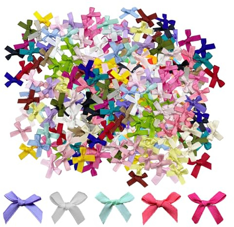 Mini nœuds colorés 4,4 cm - 200 pièces sur les deux côtés pour couture, artisanat, cadeaux et décorations de mariage