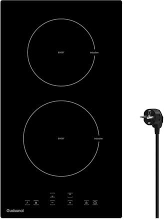Gudsunal Plaque Induction 2 Feux Encastrable, 3600 W, Chauffage à Basse Puissance, Booster, 9 Niveaux de Puissance, Minuterie, Arrêt Auto, Verrou de Sécurité Enfant, Détecteur de Casserole