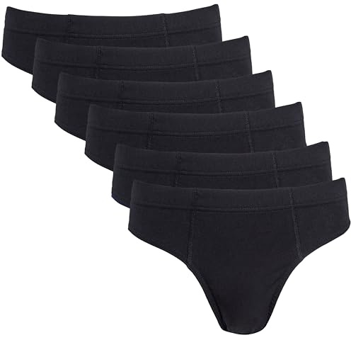 Sock Stack Pack of 6 Men's Briefs Underwear Underpants Cotton Rich Breathable Soft Comfort Slip Brief Hipster Pants, Black 5X-Large