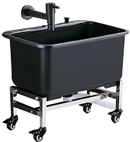 Mobile Floor Mop Sink with Rollers, Balcony Bathroom Mop Service Basin Slop Sinks, Multipurpose Sink for Garage or Shop