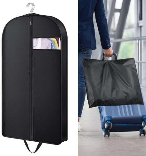 GROOFOO Kleidersack Schwarz,kleidersäcke mit reißverschluss,Staubdicht Anzugtasche mit Klarem Fenster,Kleidersack Reisetasche,Faltbaren Kleiderhülle,für Sakkos Anzug Abendkleider (102 x 60 x 10cm)