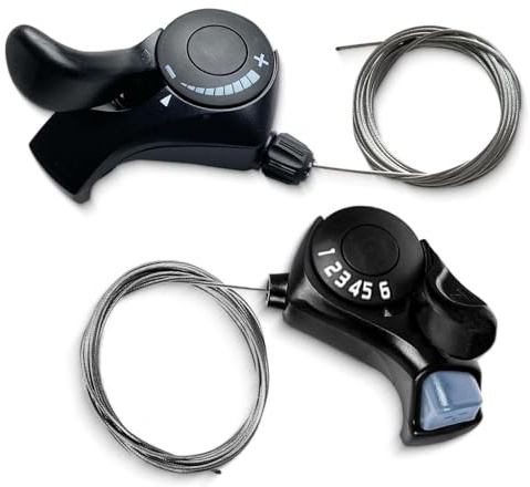 RainFlowwer Bike Gear Shifter, SL-TX30-6R Speed Shift Lever and Set, One Pair 3X6 Bike Thumb Gear Shifters for Mountaiity Road Folding Bicycle