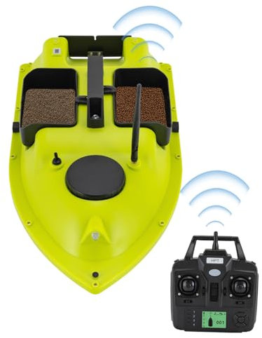 MINRS Betesbåt 600 m foderbåt med GPS fjärrstyrt fiskedrag båt 2 bete lådor nattfiske 2 kg fiskedrag båt med LED-ljus och batterier för sjöar, floder, hav, grön
