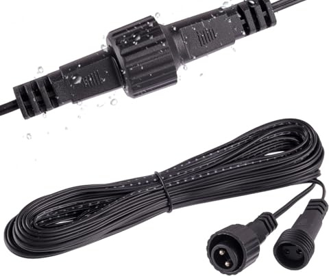 EPLZON 10M/32.8FT Câble de Rallonge Guirlande, 2 Broches Prolongateur IP65 Étanche Connecteurs pour Projecteurs Solaires, Lumières de Pointes de Jardin, Éclairage de Noël Extérieur, Sapin Lumineuse