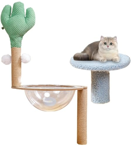 Casa Giochi Interattiva per Albero Di Gatto - Albero Arrampicata per Gatto, Torre di Arrampicata per Gatto, Cactus Cat | Supporto Rimovibile per Arrampicata con Spazio, Pali Gratta