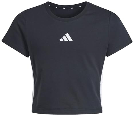 adidas Mädchen Essentials Logo Shirt, Black/White, 9-10 Years