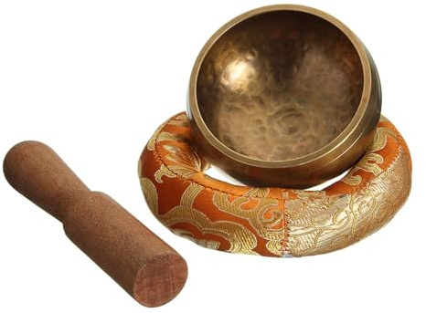 HEJIGOOD Juego de cuencos tibetanos martillados a mano de 8 cm de latón con cojín y golpeador de madera para meditación, yoga y curación