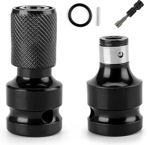 Lot de 2 Adaptateurs de Douille, Wefaly 1/2 à 1/4 Adaptateur à Clique Adaptateur Douille Embout Cle a Choc pour Clé à Cliquet à Impact et Douill e de Porte-Embout de Tournevis (Noir)