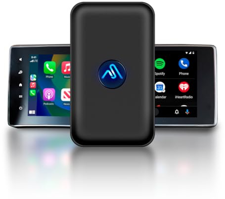 AutoSky Adattatore wireless CarPlay e Android Auto 2024 Nano Series - Connessione istantanea dallo smartphone allo schermo - Adattatore wireless più piccolo - Cavo USB-A & USB-C