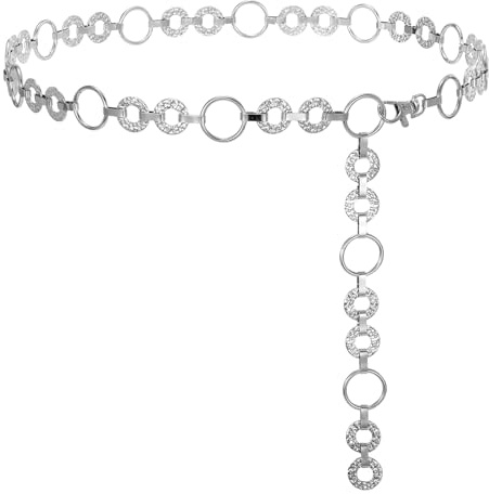 JASGOOD Ceinture Femme Dorée Chaine de Taille en Métal Ceinture Chaine Réglable Tendance pour Jeans Robe Jupe