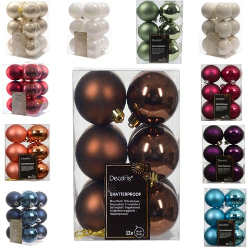 LS-LebenStil 12 Exklusive Weihnachtskugeln Christbaumkugeln Braun Espresso 6cm Kugel Christbaumschmuck Weihnachtsdeko Kunststoff, bruchsicher/bruchfest, ideal auch für den Außenbereich