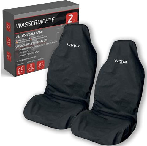 VENTUX GEAR Coprisedili auto impermeabili - 2 Pezzi - Coprisedili universali 132x54 cm - Fodere coprisedile per auto resistenti e protettive per sedili anteriori