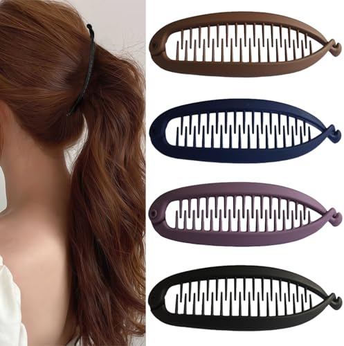 4 Pinzas de Pelo de Plátano Horquillas Con Clip de Plátano Retro