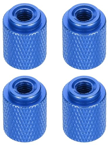 QUARKZMAN 4Pcs Écrou Moleté M5 12mm OD 16mm Hauteur Écrou à Main en Alliage d'Aluminium Anodisé 6061, Vis de Châssis Métallique pour Machines, Assemblage DIY, Électronique, Bleu Gemme