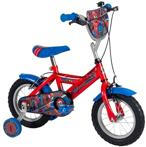 Huffy Marvel Spider-Man - Bicicletta per bambini da 12 pollici, con ruote di sostegno, telaio in acciaio, freno a contropedale