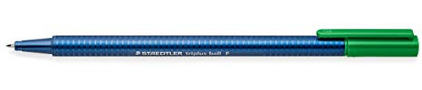 STAEDTLER 437 F-5 Kugelschreiber (triplus ball, ergonomische Dreikantform, hohe Qualität, Set mit 10 Stück, Farbe Grün, Linienbreite F)