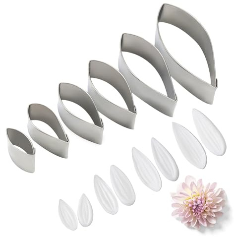 KALAIEN 14Pcs Dahlia Sugar Flower Veining Molds Fondant Cutters