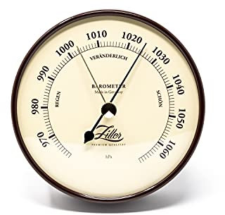ZILLER Barometer, Serie Retro, Gehäuse Braun, Ziffernblatt Creme, Durchmesser 10cm, Made in Germany