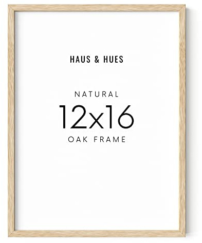 HAUS AND HUES Beige Oak Wood 12x16 Picture Frame - Modern Wood Wall Art Display - Lightweight 12x16 Frame for Art Prints, Photos, Posters - Ready-to-Hang Vertically & Horizontally