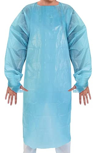 Medi-Inn CPE-Schutzkittel Einmalkittel zum Binden mit Daumenschlaufen blau 140 x 110 cm (10 Stück)