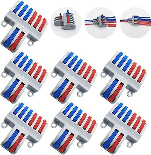 Verbindungsklemmen Kit, CESFONJER SPL-62 Draht Push Kabelverbinder, Kompakt Steckklemmen, Mit Befestigungsschrauben (7 pcs)