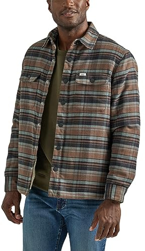Lee Surchemise de Travail Ample à Manches Longues boutonnée pour Homme, Plaid Truffe doublé Sherpa, Taille L