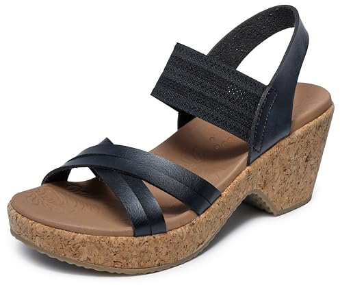 Skechers Women's BRYSTOL - NIGHT SKIES heel sandal, Black 10 M