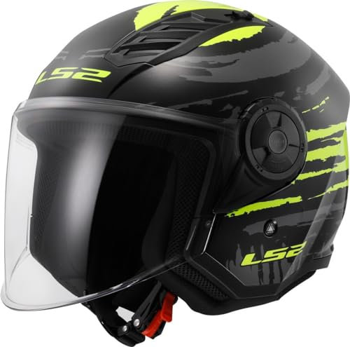LS2, Jet-Motorradhelm AIRFLOW II Brush black yellow, XXXL