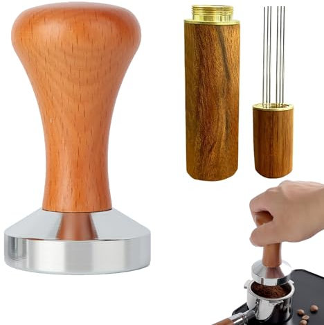 Kaffebryggare, kaffepress tömma, platt bas espresso kaffe tamper espressopress wdt verktyg med espresso kaffeomrörare för kaféer och kaffeälskare 51 mm