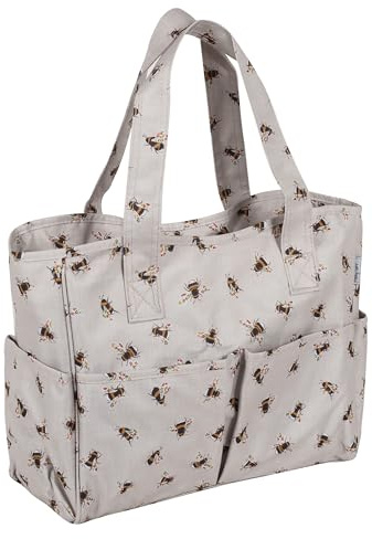 Hobby Gift Medium Knitting Bag - Travel Tote Craft Bags with Compartments, Crochet Bag Organiser for Cross Stitch, Yarn, Embroidery, School Crafting, Art Projects - 13 x 34.5 x 29cm, Bees