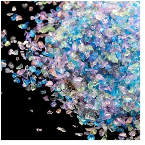 Wisafory krossat glaschips oregelbundna glaschips glitter oborrade glaspärlor transparent glas för bröllop fest vasfyllnad bröllop bordsdekorationer hantverk 100 g blandade färger