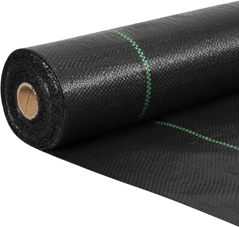 Jiubiaz Tessuto non tessuto per erbacce da giardino, 100 g/m², 100 x 10000 cm, permeabile all'acqua, resistente agli strappi e ai raggi UV, per giardino