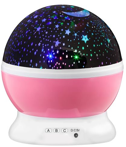 GOODS+GADGETS LED Nachtlicht Sternen-Himmel Projektor; Lechtendes Sternenlicht, Galaxy-Universum Schlaf-Licht für Kinder- & Jugendzimmer (Pink)