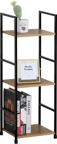 CELINO making your day 3 Tier Ladder Unit Shelf Bookcase Freestanding MDF Wooden Shelves With Metal Frame - Living Room Bathoom Office Display Stand Shelving Unit Plant Rack 29x23.5x80 cm