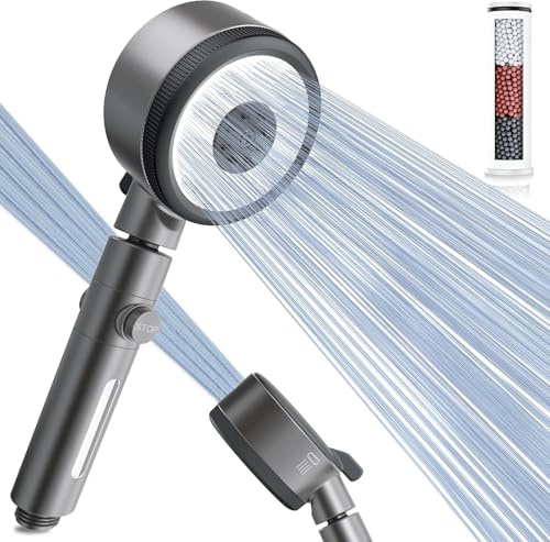Magichome Hard Water Filter Shower Head with 6 Spray Modes, 360° Swivel Head & On/Off Pause Button, Removes Chlorine & Impurities for Skin & Hair Care