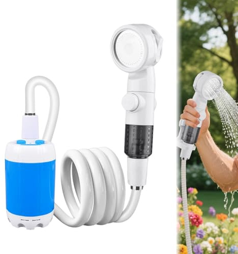 Portable Shower, 2025 Upgrade Electric Portable Camping Shower, 4000mAh Rechargeable Power Camp Outdoor Shower Spray Camping Gadgets For Dog Shower Hiking, Beach Travel Pets Outdoors (1)